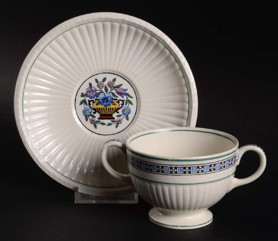 Trentham Light Blue Navy Footed Bouillon Cup & Saucer by Wedgwood-1