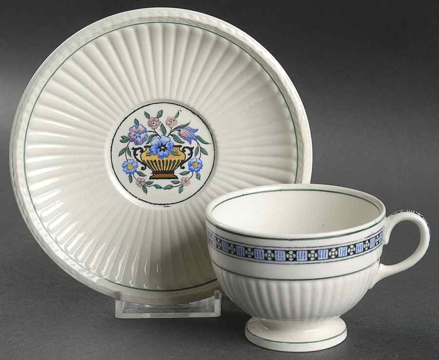 Trentham Light Blue Navy Footed Cup & Saucer Set by Wedgwood-1