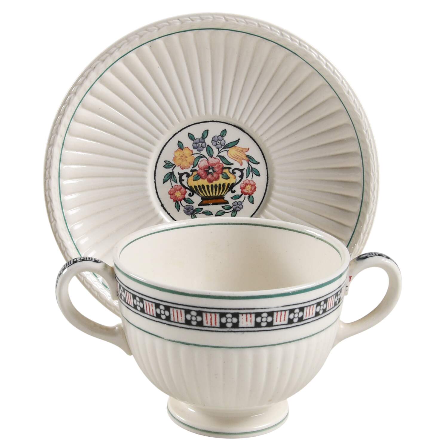Trentham Red Footed Bouillon Cup & Saucer by Wedgwood-1