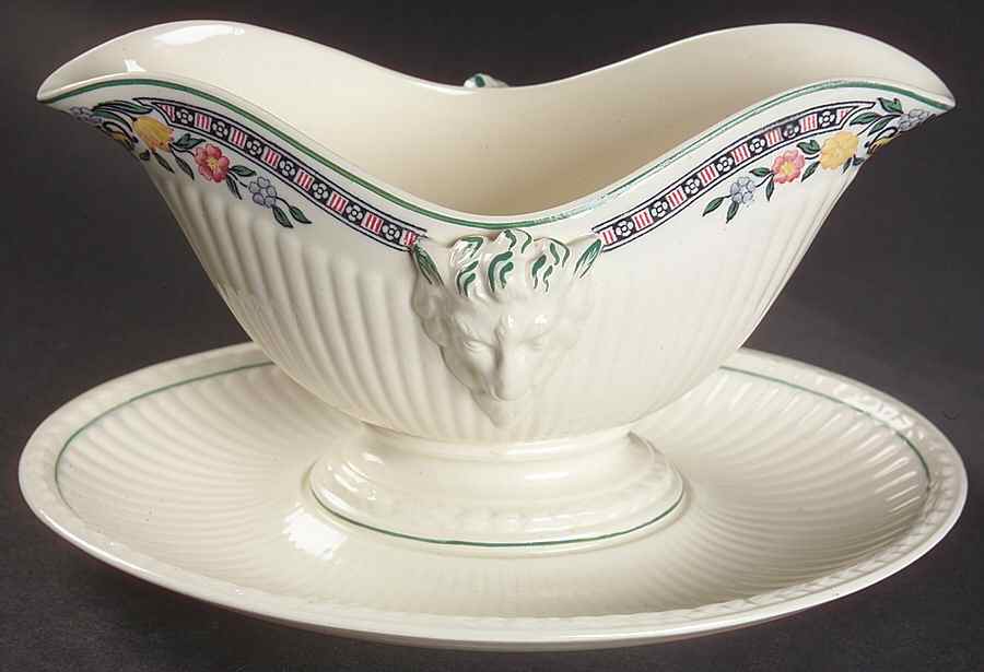 Trentham Red Gravy Boat with Attached Underplate by Wedgwood-1