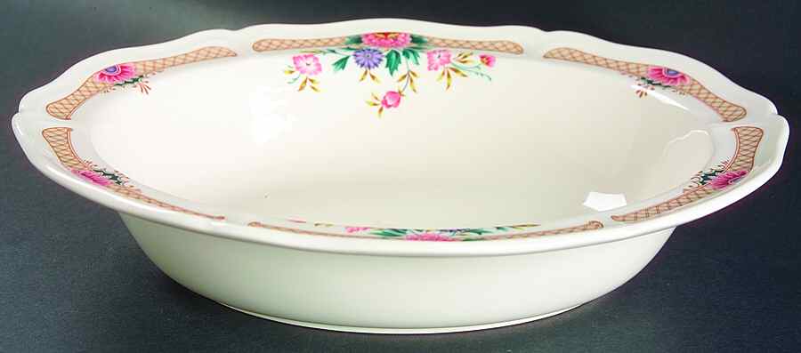 Trellis Flower 9" Oval Vegetable Bowl by Wedgwood-1