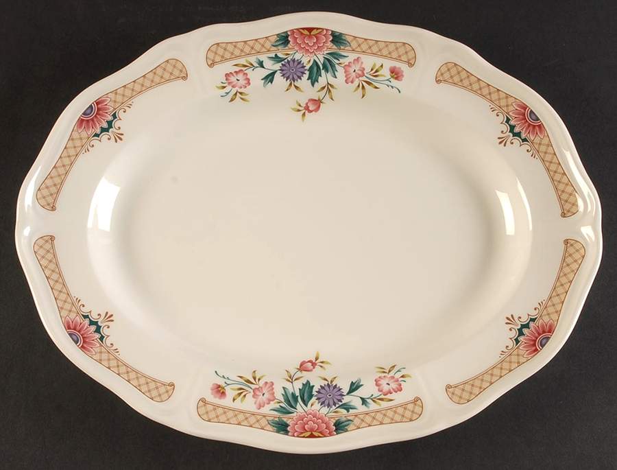 Trellis Flower 13" Oval Serving Platter by Wedgwood-1