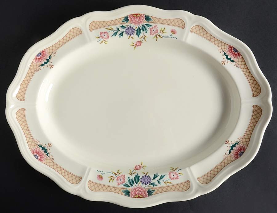 Trellis Flower 15" Oval Serving Platter by Wedgwood-1