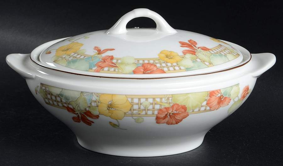 Trellis Flower Oval Covered Vegetable by Wedgwood-1