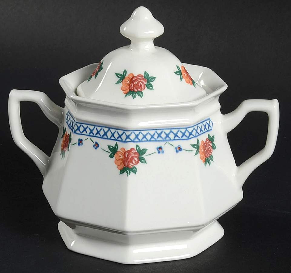 Trellis Rose Sugar Bowl & Lid by Wedgwood-1