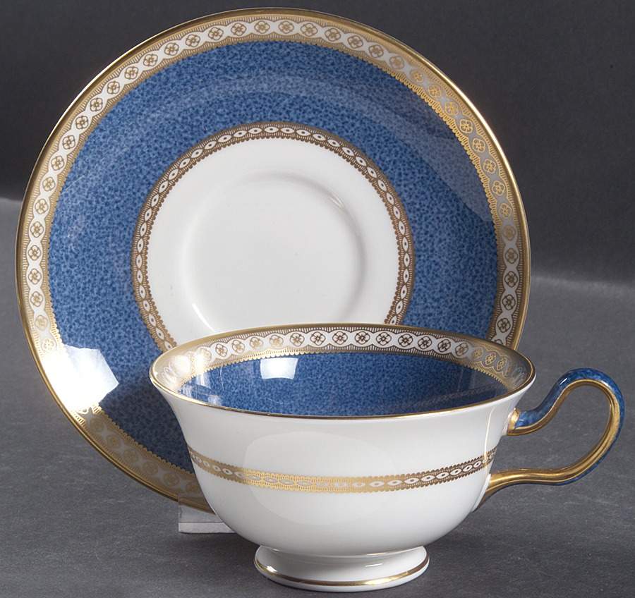 Ulander Powder Blue Peony Shape Footed Cup & Saucer Set by Wedgwood-1