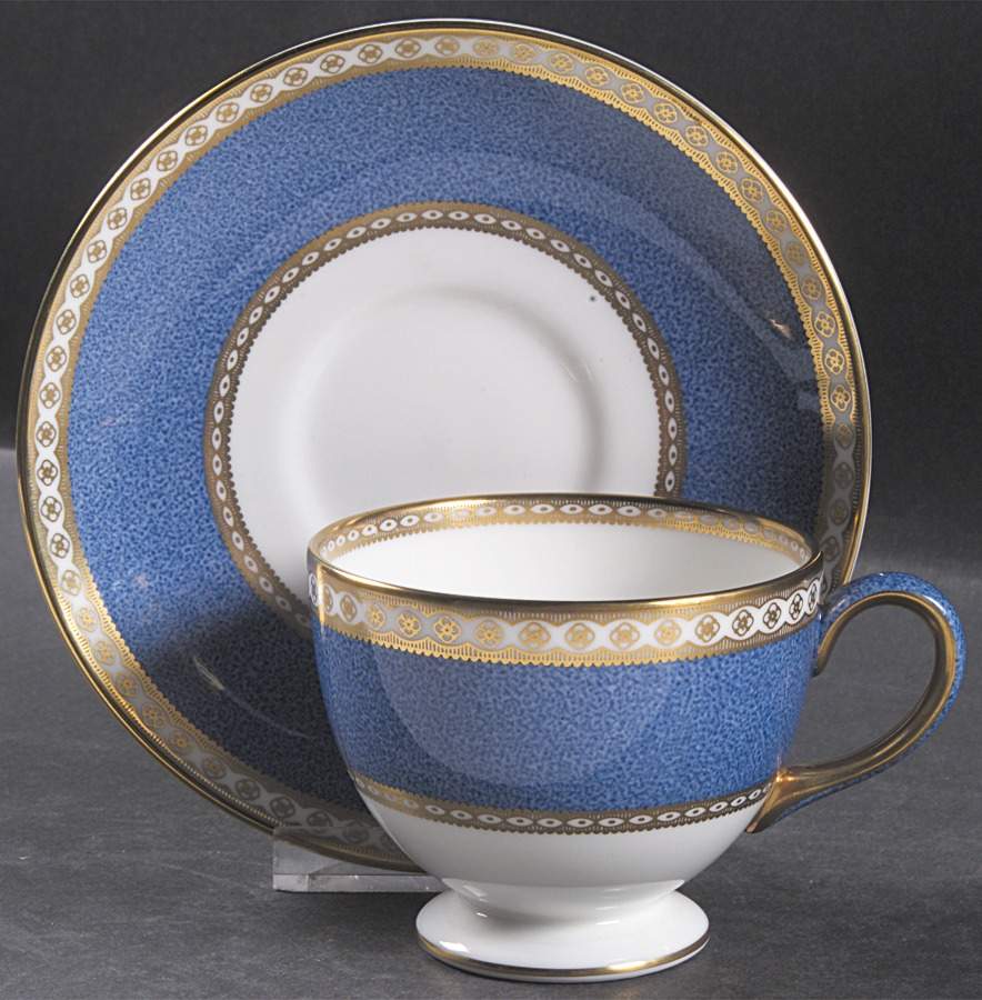 Ulander Powder Blue Leigh Shape Footed Cup & Saucer Set by Wedgwood-1