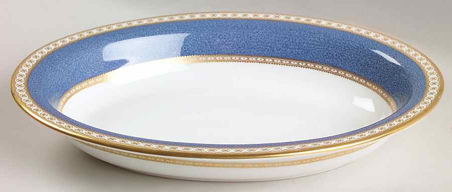 Ulander Powder Blue 10" Oval Vegetable Bowl by Wedgwood-1