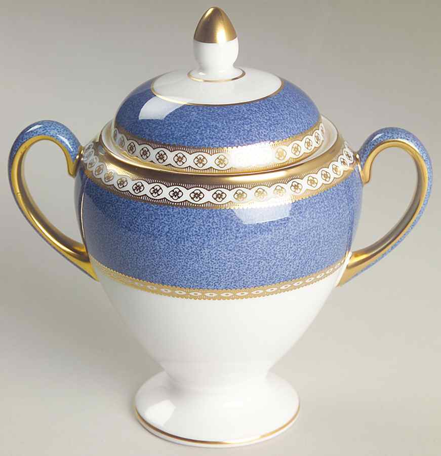 Ulander Powder Blue Globe Shape Sugar Bowl & Lid by Wedgwood-1
