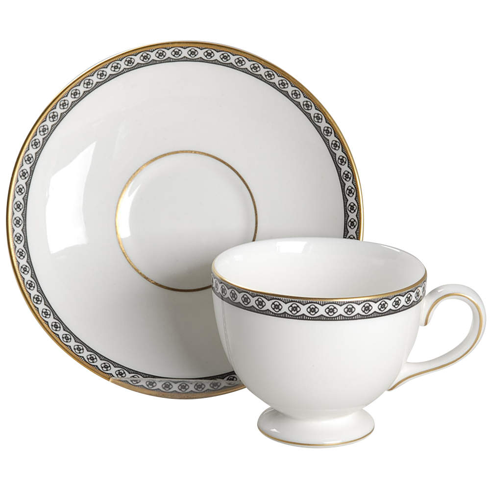Ulander Black Footed Cup & Saucer Set by Wedgwood-1