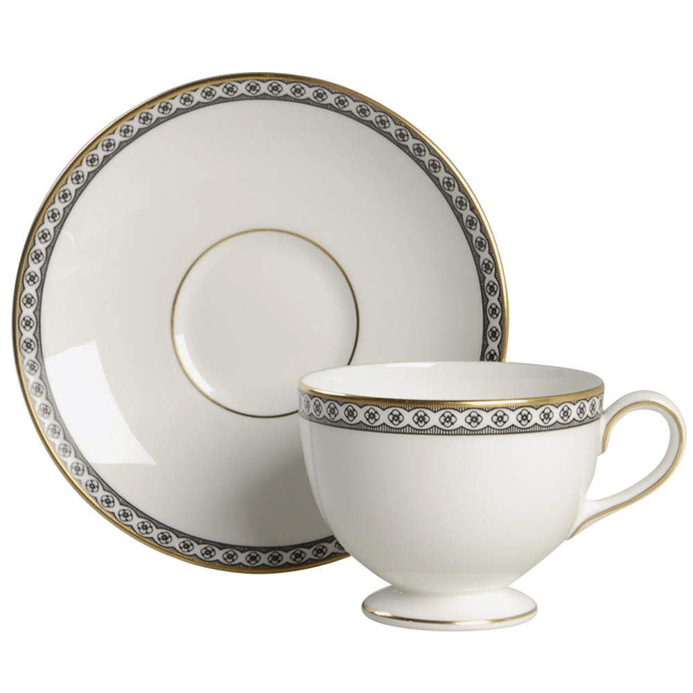 Ulander Black Footed Cup & Saucer Set by Wedgwood-1