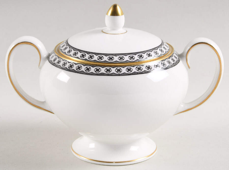Ulander Black Globe Shape Sugar Bowl & Lid by Wedgwood-1