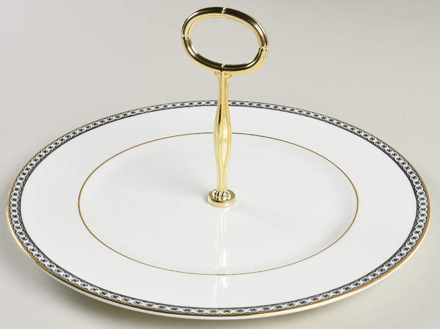 Ulander Black Round Serving Plate with Center Handle (Dp) Hc by Wedgwood-1
