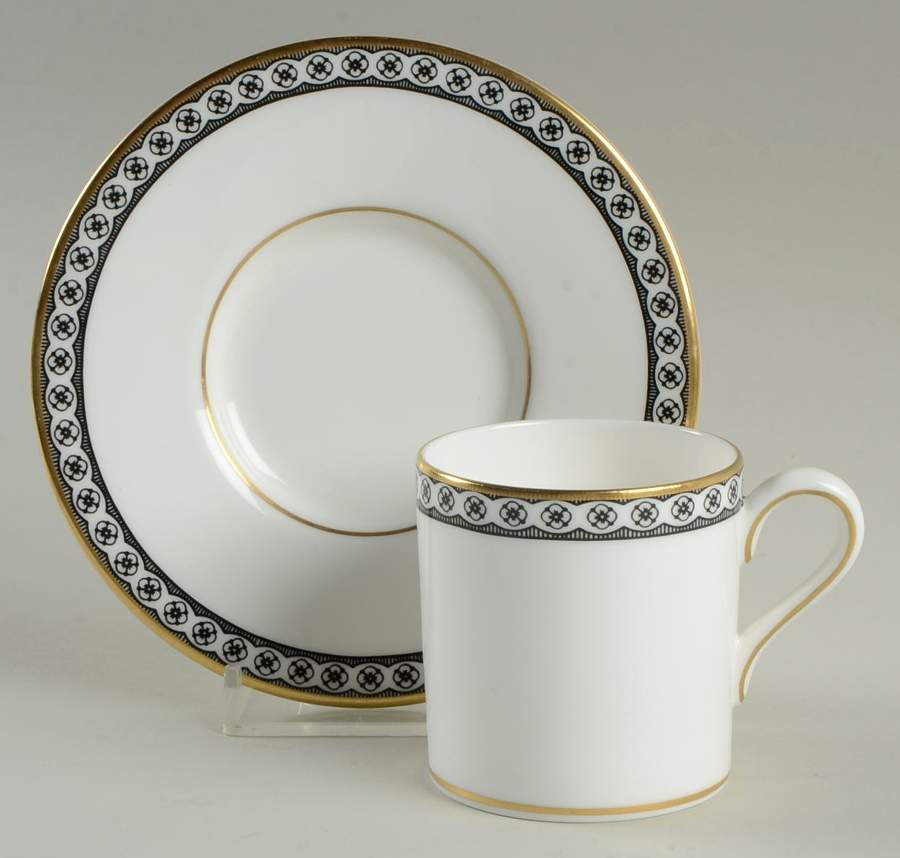 Ulander Black Bond Shape Demitasse Cup and Saucer Set by Wedgwood-1