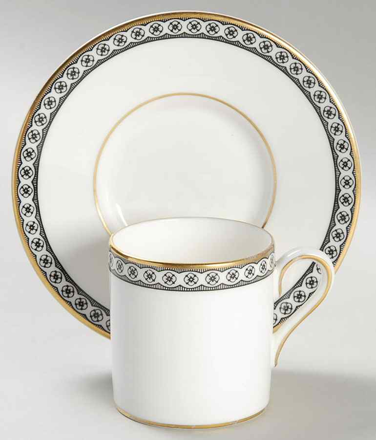 Ulander Black Bond Shape Demitasse Cup and Saucer Set by Wedgwood-1