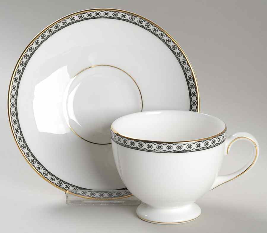 Ulander Black Footed Cup & Saucer Set by Wedgwood-1