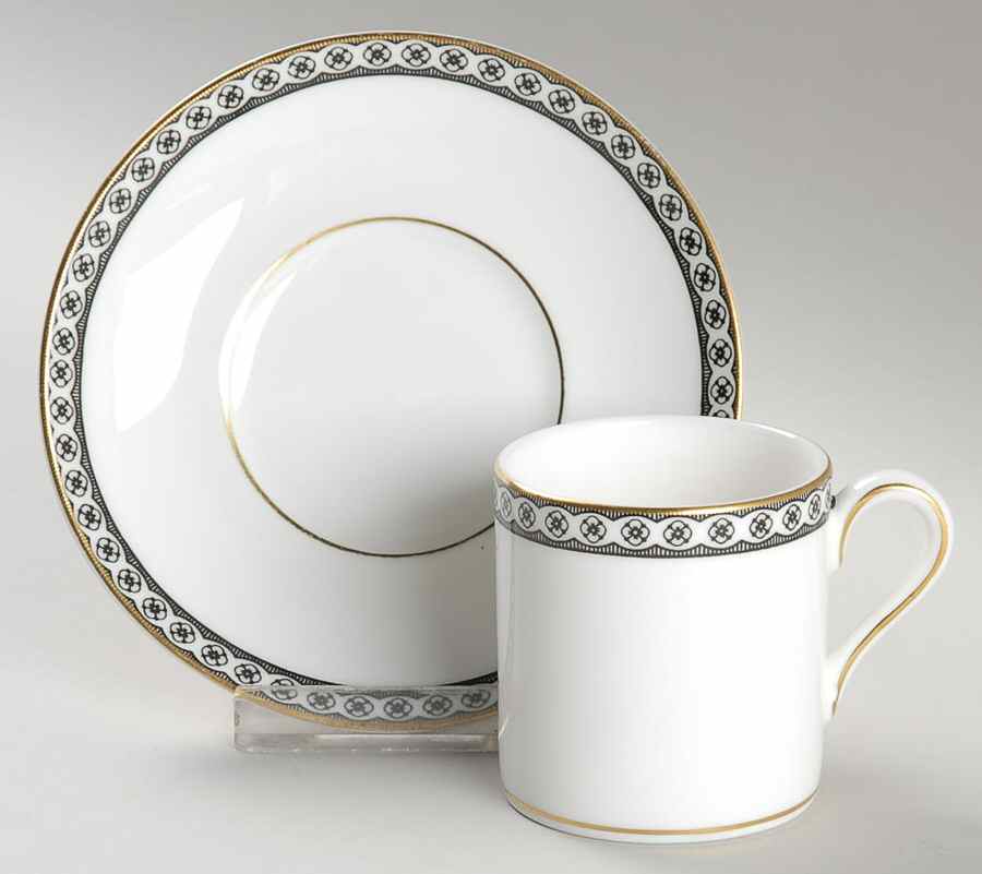Ulander Black Bond Shape Demitasse Cup and Saucer Set by Wedgwood-1
