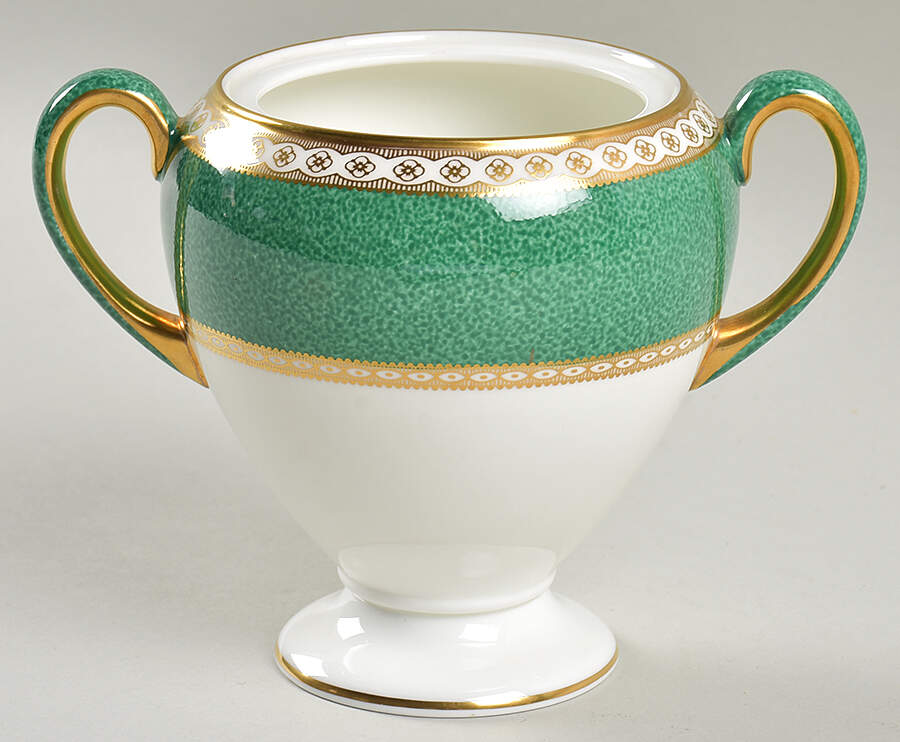 Ulander Powder Green Globe Shape Sugar Bowl No Lid by Wedgwood-1