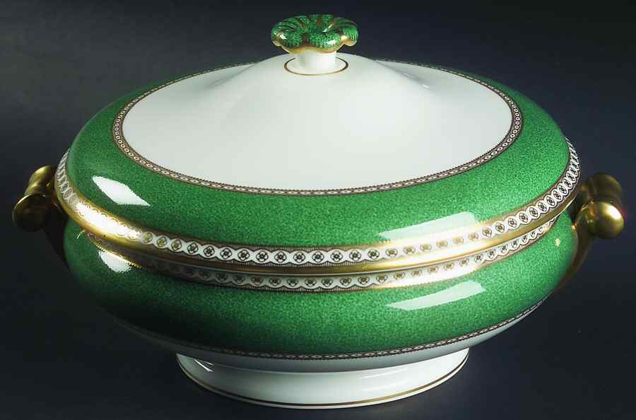 Ulander Powder Green Round Covered Vegetable by Wedgwood-1