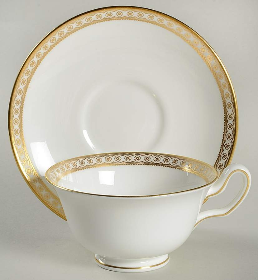 Ulander Gold Peony Shape Footed Cup & Saucer Set by Wedgwood-1