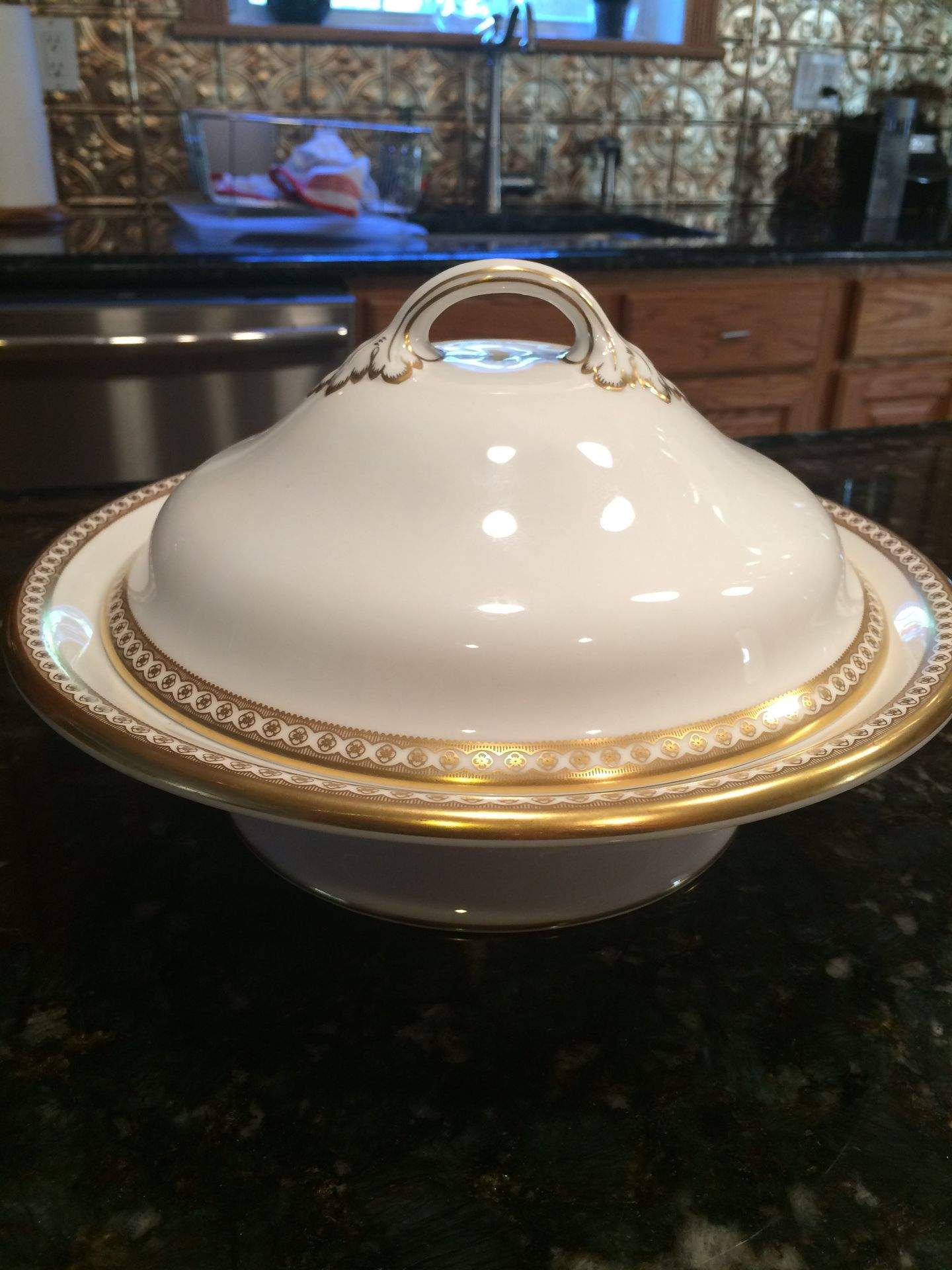 Ulander Gold Round Covered Vegetable by Wedgwood-1