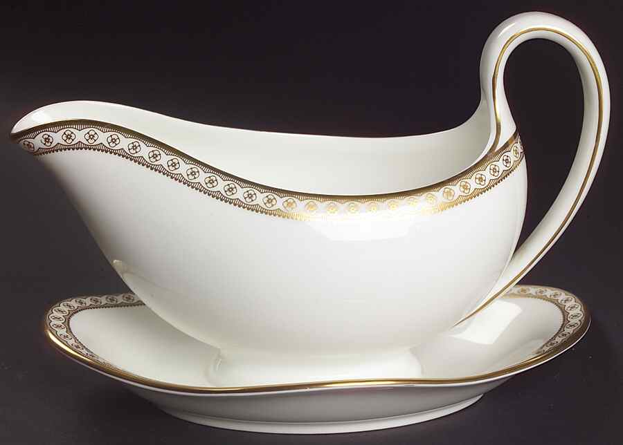 Ulander Gold Gravy Boat with Attached Underplate by Wedgwood-1