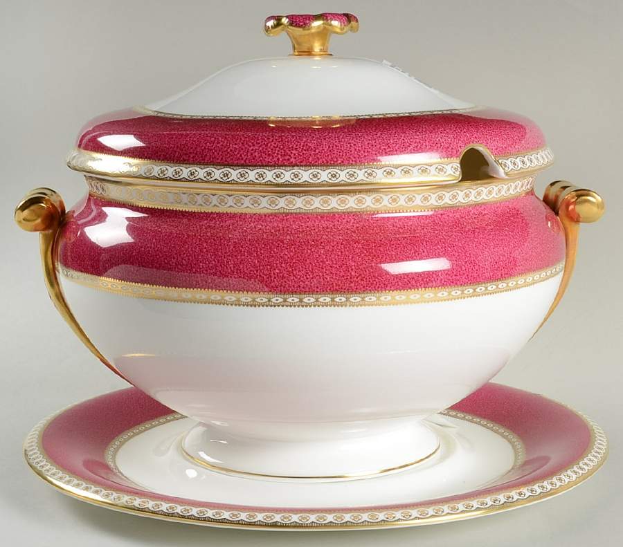 Ulander Powder Ruby Tureen & Lid w/Underplate by Wedgwood-1