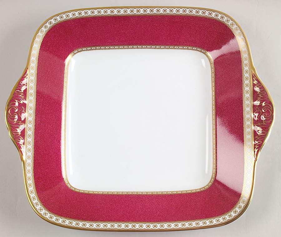 Ulander Powder Ruby Square Handled Cake Plate by Wedgwood-1