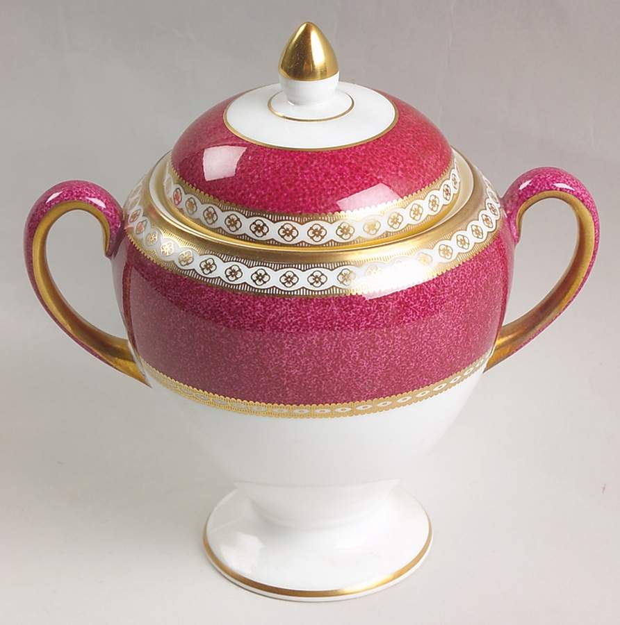 Ulander Powder Ruby Globe Shape Sugar Bowl & Lid by Wedgwood-1