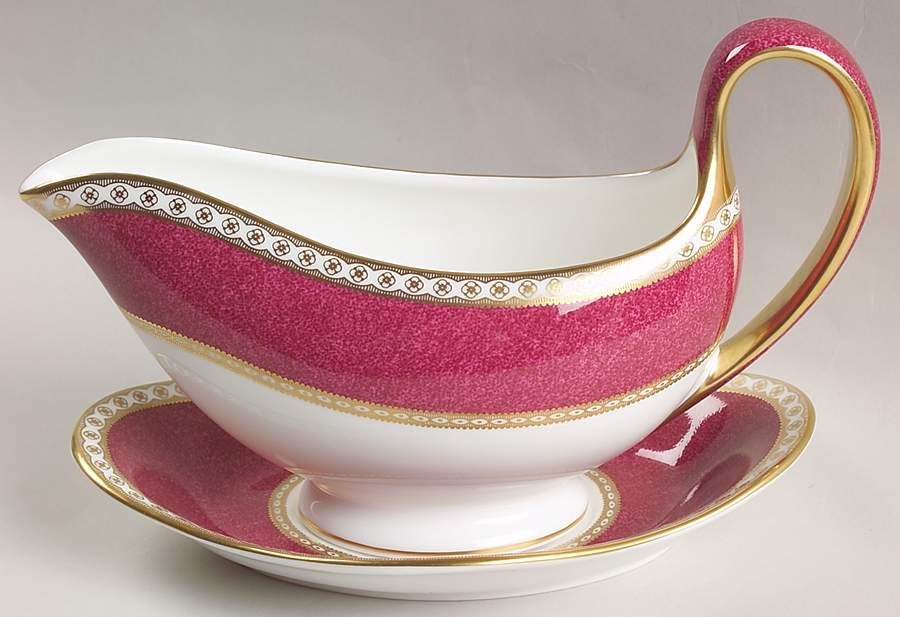 Ulander Powder Ruby Gravy Boat & Underplate by Wedgwood-1
