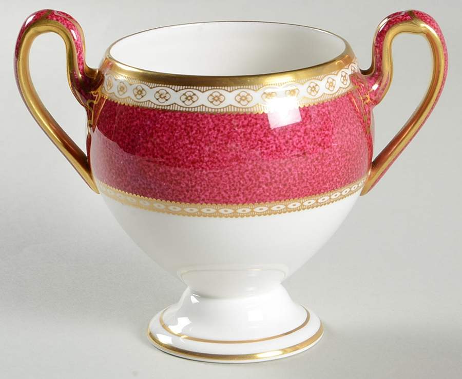 Ulander Powder Ruby Globe Shape Sugar Bowl No Lid by Wedgwood-1