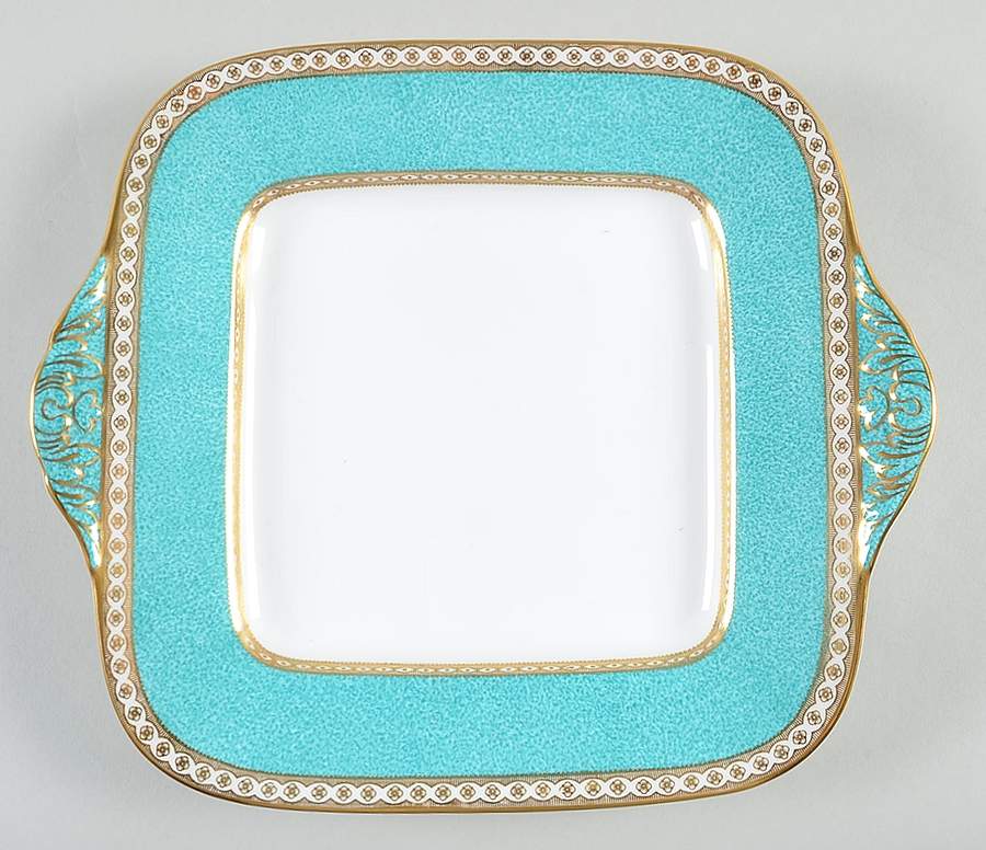 Ulander Powder Turquoise Square Handled Cake Plate by Wedgwood-1