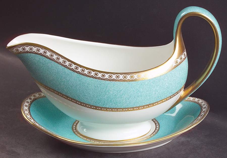 Ulander Powder Turquoise Gravy Boat & Underplate by Wedgwood-1