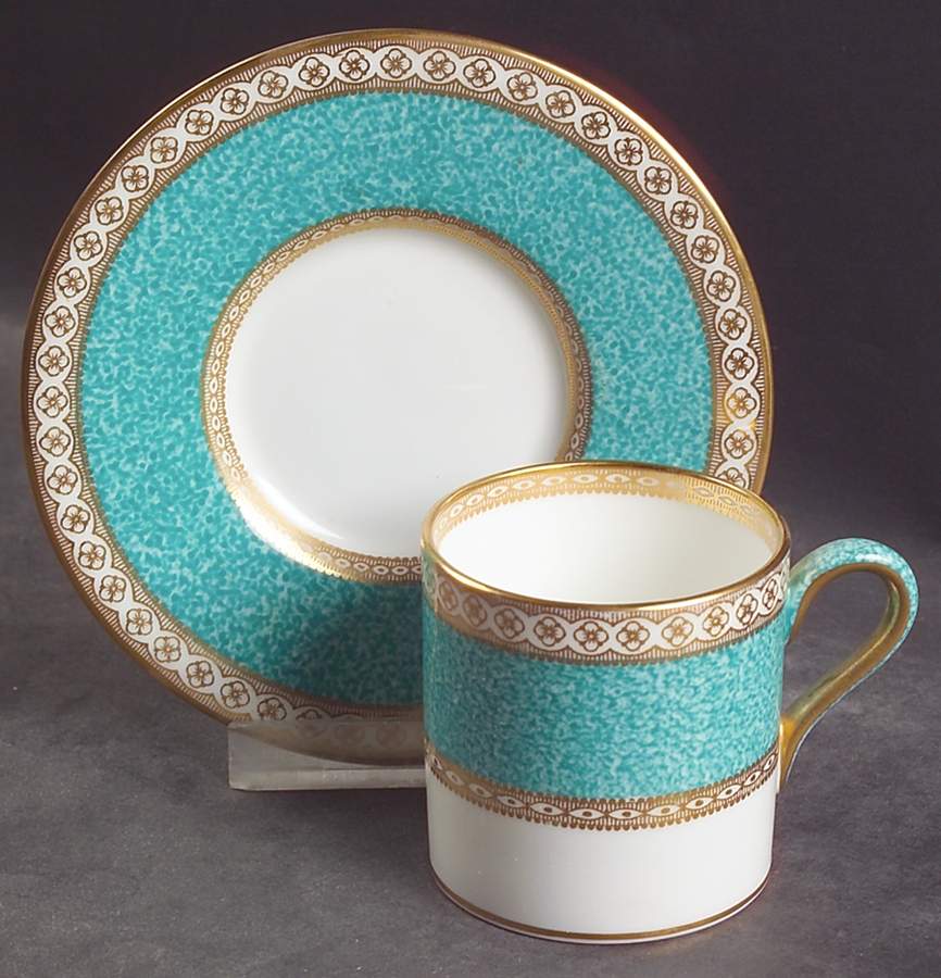 Ulander Powder Turquoise Bond Shape Demitasse Cup and Saucer Set by Wedgwood-1