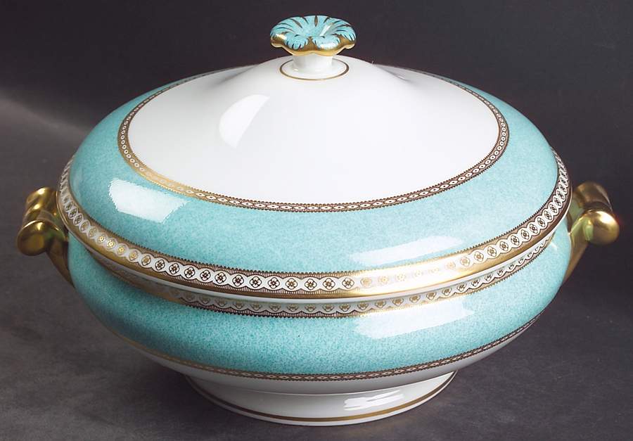Ulander Powder Turquoise Round Covered Vegetable by Wedgwood-1