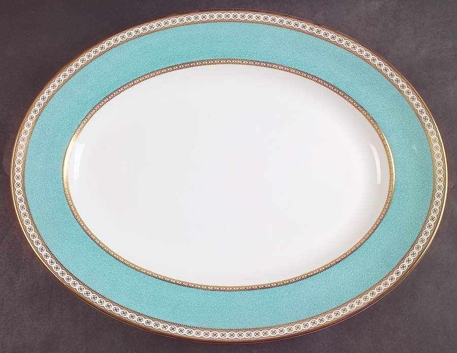 Ulander Powder Turquoise 17" Oval Serving Platter by Wedgwood-1