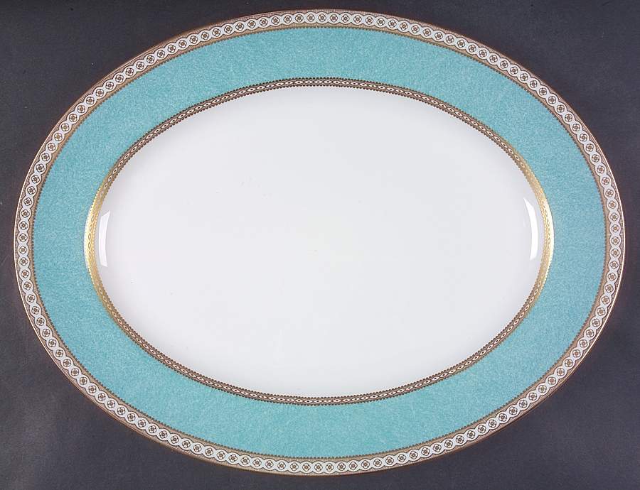 Ulander Powder Turquoise 15" Oval Serving Platter by Wedgwood-1