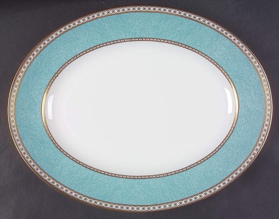 Ulander Powder Turquoise 14" Oval Serving Platter by Wedgwood-1