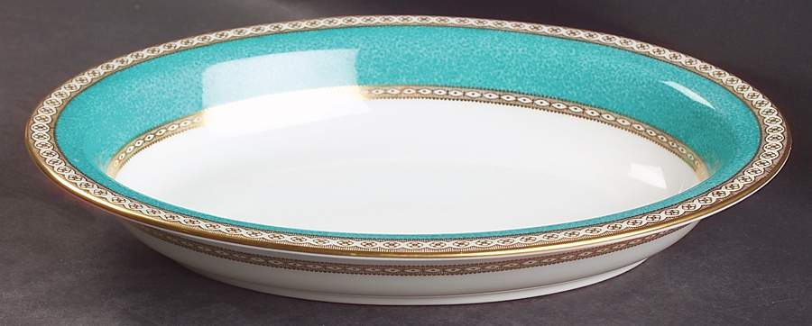 Ulander Powder Turquoise 10" Oval Vegetable Bowl by Wedgwood-1