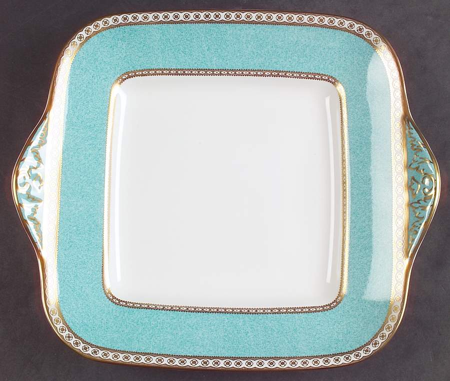 Ulander Powder Turquoise Square Handled Cake Plate by Wedgwood-1