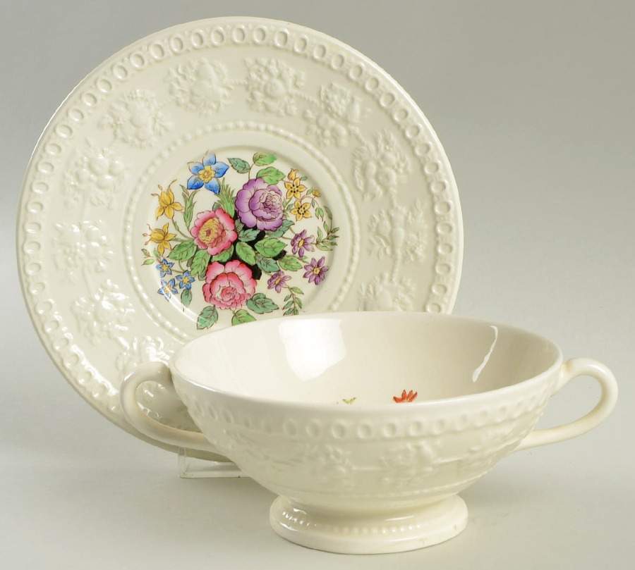 Ullswater Footed Cream Soup Bowl & Saucer Set by Wedgwood-1