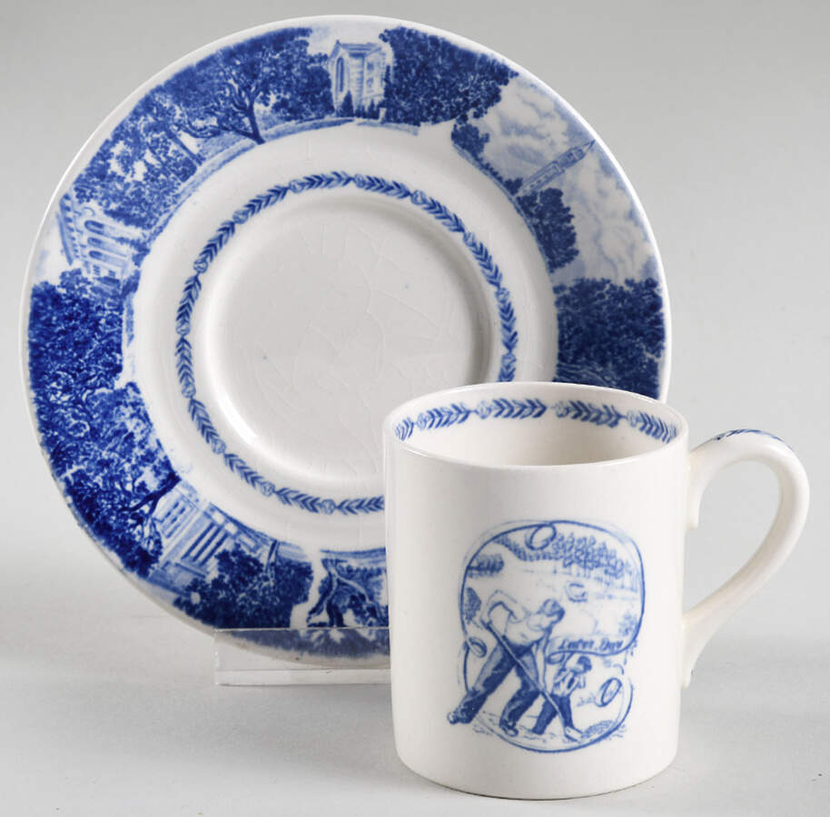University of California Blue Flat Demitasse Cup & Saucer Set by Wedgwood-1
