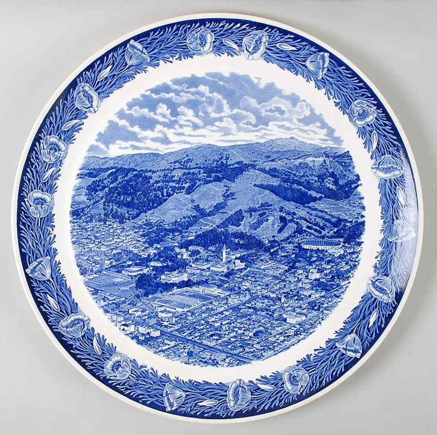 University of California Blue 16" Round Torte Plate by Wedgwood-1