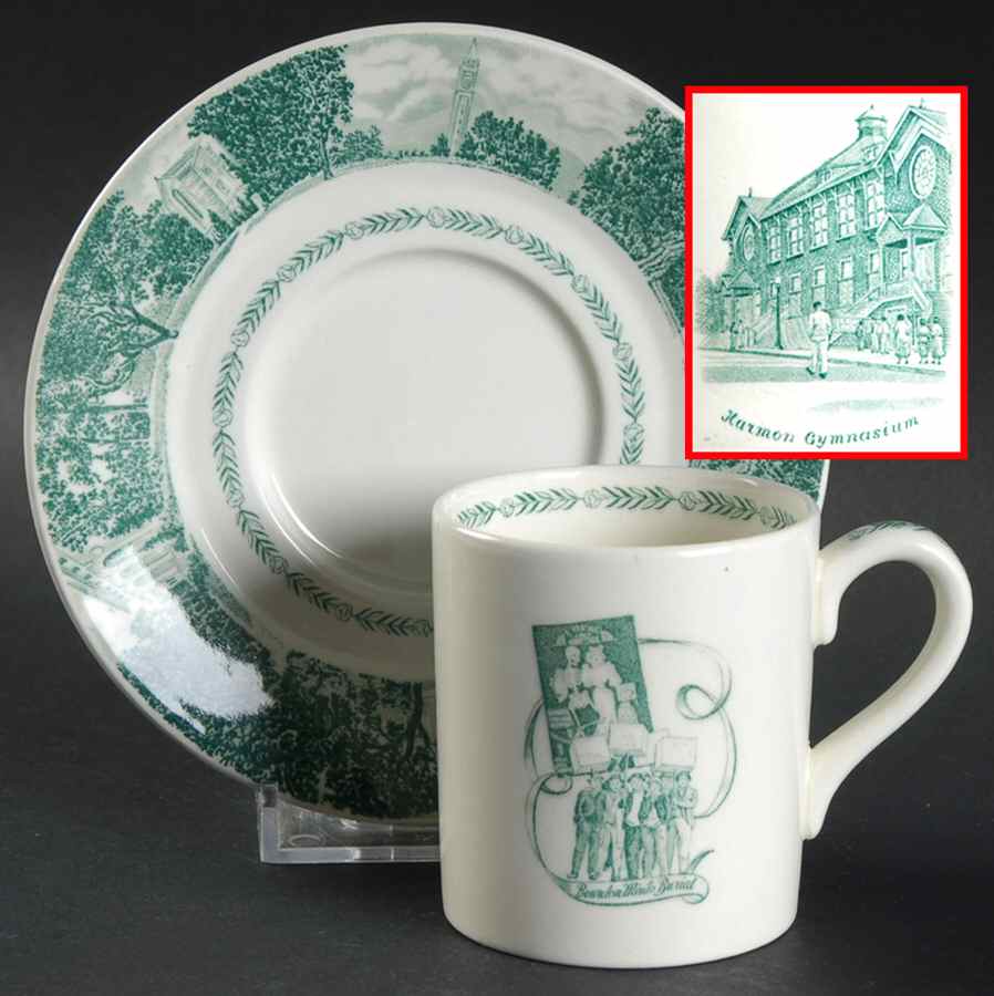 University of California Green Bond Shape Demitasse Cup and Saucer Set by Wedgwood-1