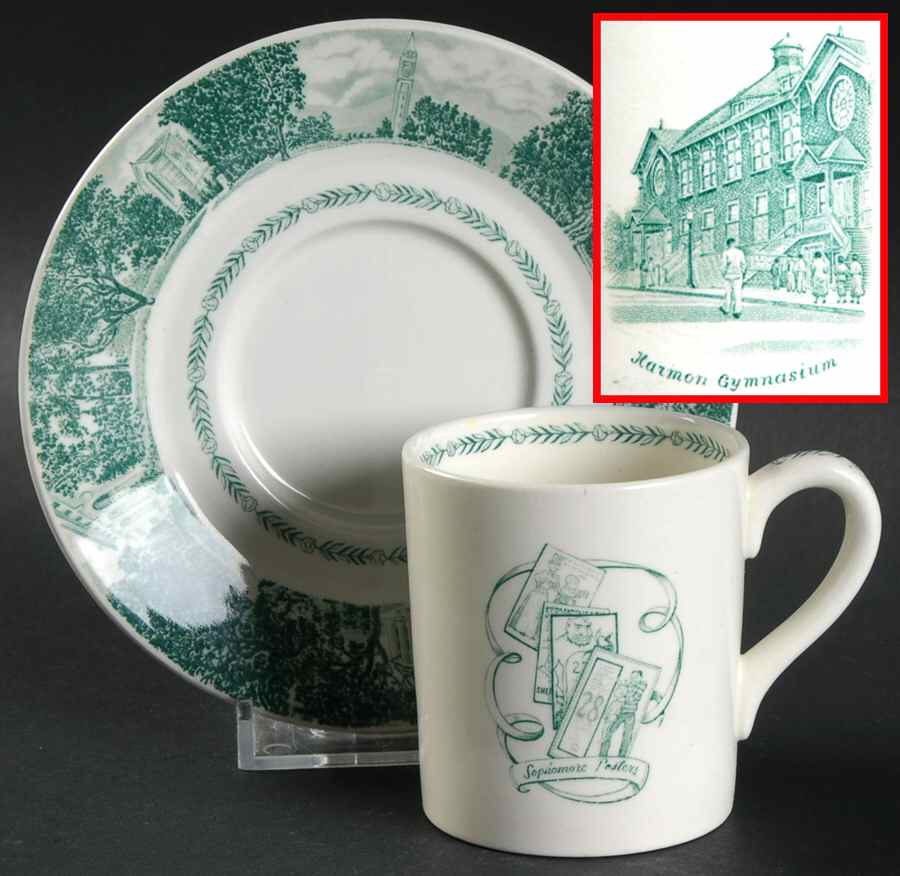 University of California Green Bond Shape Demitasse Cup and Saucer Set by Wedgwood-1