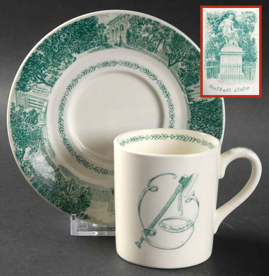 University of California Green Bond Shape Demitasse Cup and Saucer Set by Wedgwood-1