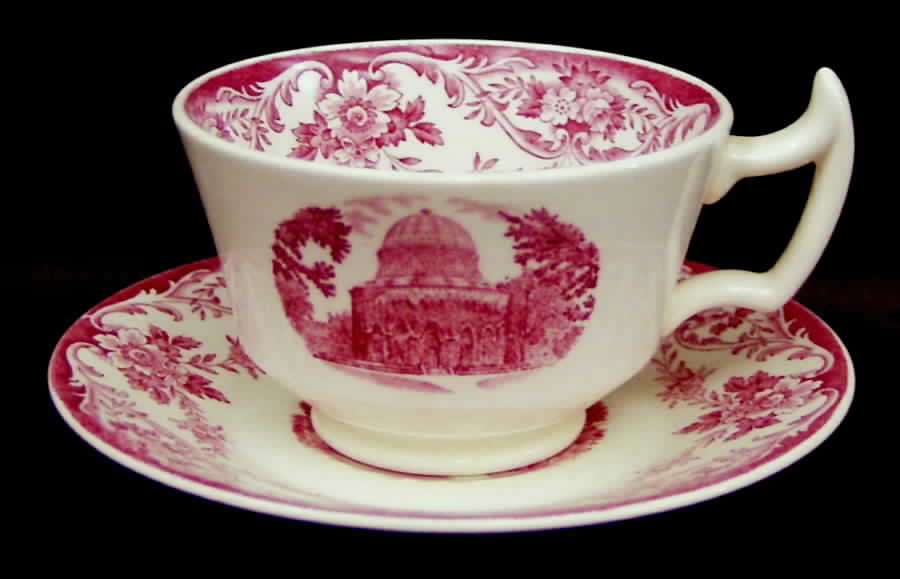 Union College Red Footed Cup & Saucer Set by Wedgwood-1