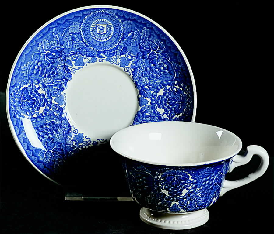 University of Michigan Blue Footed Cup & Saucer Set by Wedgwood-1