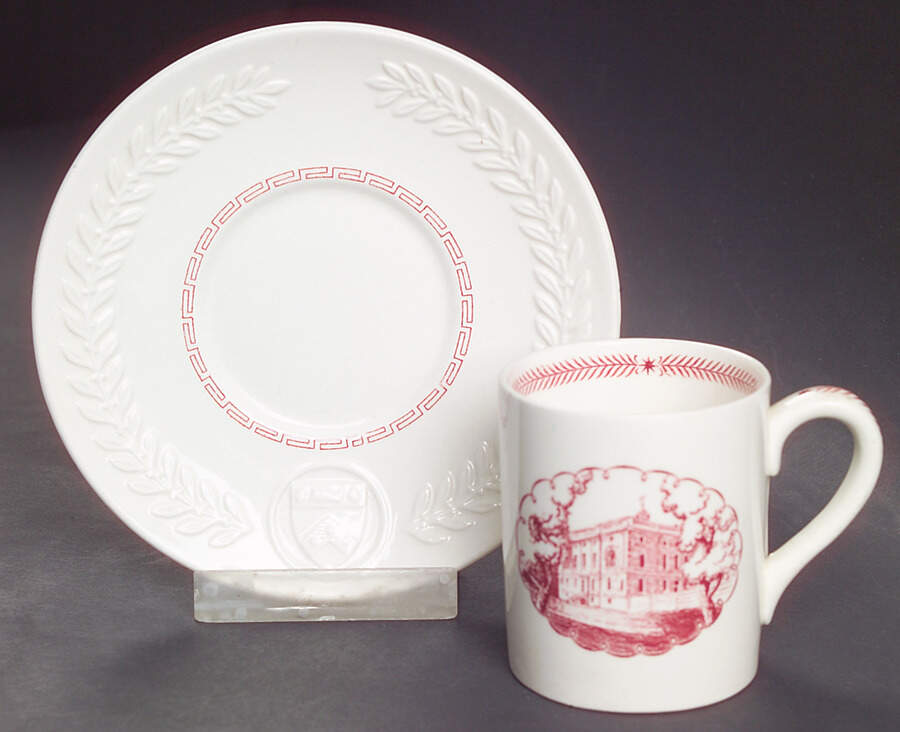 University of Pennsylvania Pink Flat Demitasse Cup & Saucer Set by Wedgwood-1