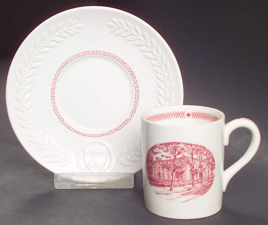 University of Pennsylvania Pink Flat Demitasse Cup & Saucer Set by Wedgwood-1